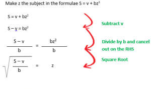 Changing the subject of a formula example 5.1